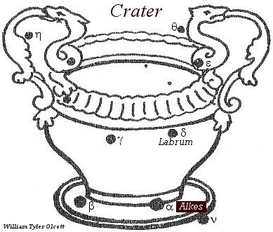 A Kráter csillagkép és legfényesebb csillaga, az Alkes. Kép: Constellations Of Words